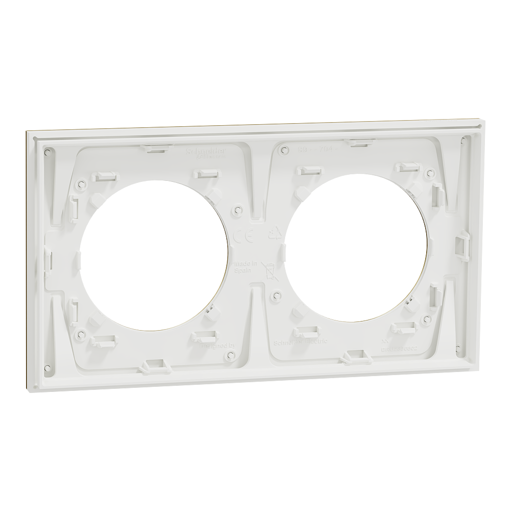 Odace M. plaque 2 postes laiton blanc